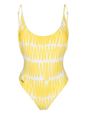 Kiton abstract-print swimsuit - Yellow