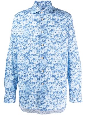 Kiton all-over floral-print shirt - Blue
