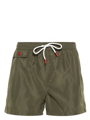 Kiton appliqué-logo swim trunks - Green