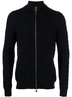 Kiton cable-knit zip-up cardigan - Blue