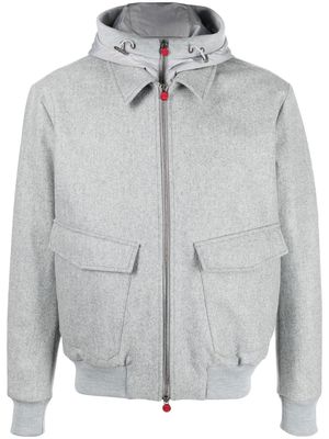 Kiton cashmere zip-up hooded jacket - Grey