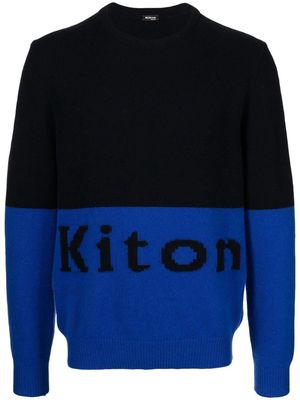 Kiton colour-block logo-knit jumper - Black