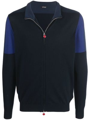 Kiton colour-block zip-up sweatshirt - Blue