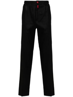 Kiton contrast-button straight-leg trousers - Black