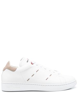 Kiton contrast-stitch leather sneakers - White