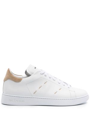 Kiton contrast-stitching leather sneakers - White