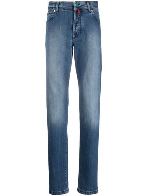 Kiton contrast-stitching mid-rise slim-cut jeans - Blue