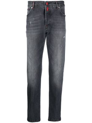 Kiton contrasting-details distressed jeans - Black
