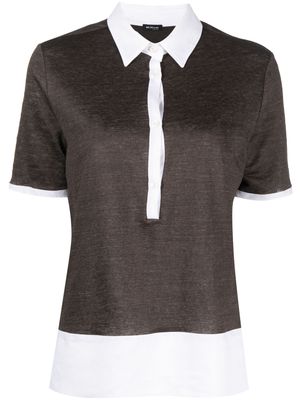 Kiton contrasting-panel linen polo top - Brown
