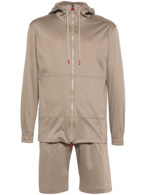 Kiton cotton hoodie and shorts set - Brown