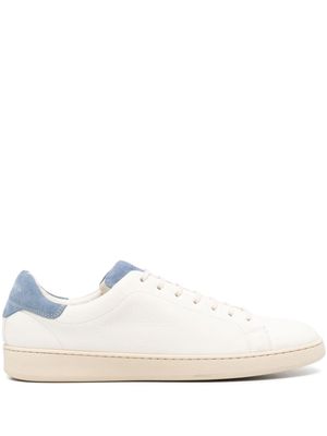 Kiton debossed-logo leather trainers - White