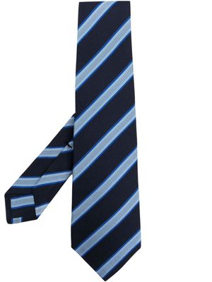 Kiton diagonal stripe silk tie - Black
