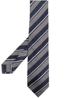 Kiton diagonal stripe silk tie - Grey