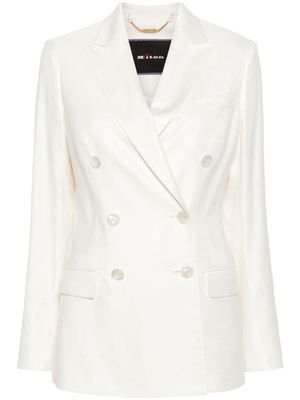 Kiton double-breasted canvas blazer - Neutrals