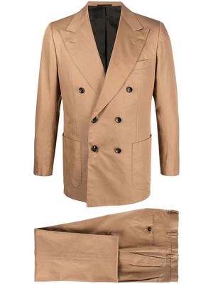 Kiton double-breasted cotton suit - Brown