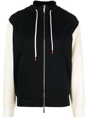 Kiton drawstring stretch-cotton hoodie - Black