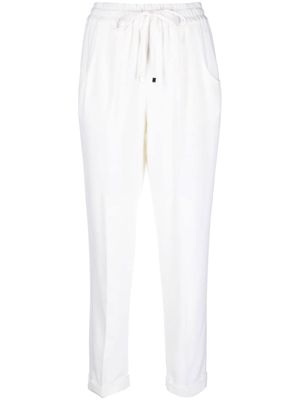 Kiton drawstring-waist cashmere tapered trousers - White