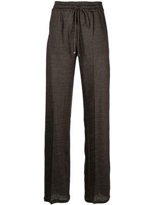 Kiton drawstring-waist linen trousers - Brown