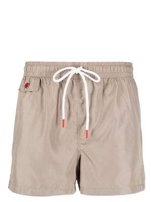 Kiton drawstring-waist swim shorts - Neutrals
