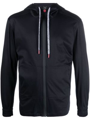 Kiton drawstring zip-up hoodie - Black