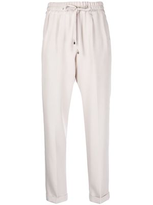Kiton elasticated-waist cropped trousers - Neutrals
