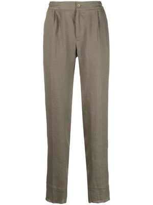 Kiton elasticated-waist linen trousers - Green