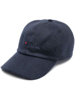 Kiton embroidered-logo cashmere cap - Blue