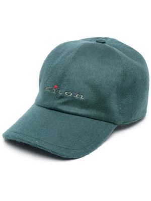 Kiton embroidered-logo cashmere cap - Green