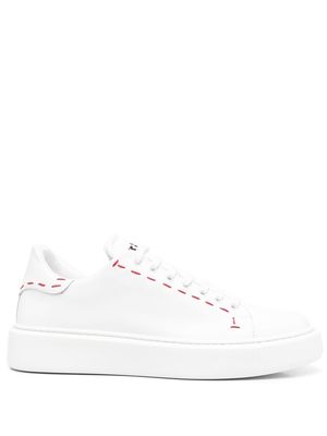 Kiton embroidered-logo contrast-stitching sneakers - White