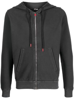 Kiton embroidered-logo cotton hoodie - Grey