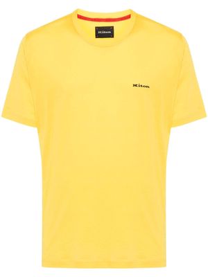 Kiton embroidered-logo cotton T-shirt - Yellow