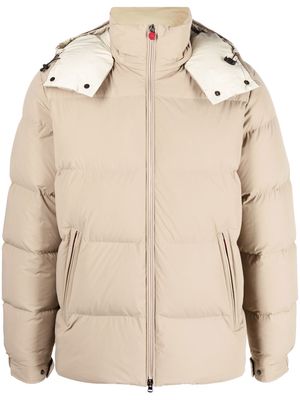 Kiton embroidered logo feather-down padded jacket - Neutrals