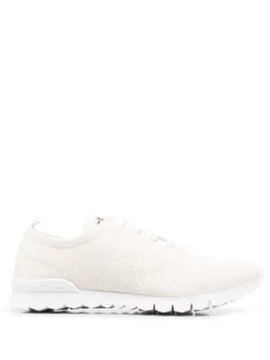 Kiton embroidered-logo lace-up sneakers - White