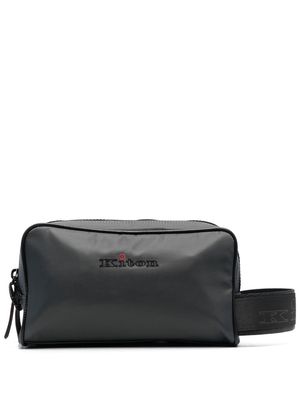 Kiton embroidered-logo wash bag - Grey