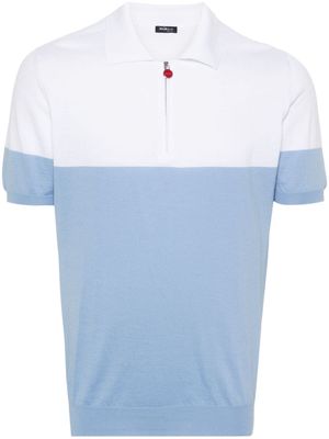 Kiton fine-ribbed two-tone polo shirt - White