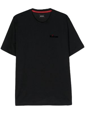 Kiton flocked-logo cotton T-shirt - Blue