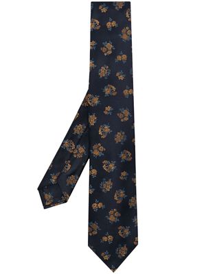 Kiton floral-jacquard silk tie - Black
