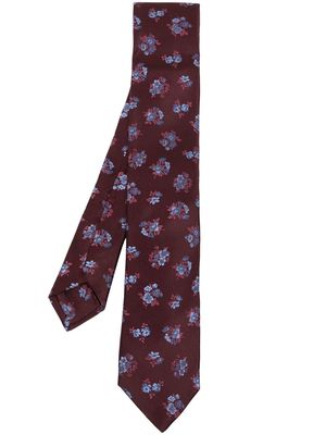 Kiton floral-jacquard silk tie - Red
