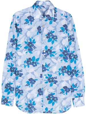 Kiton floral-print cotton-blend shirt - Blue