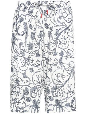 Kiton floral-print linen shorts - White