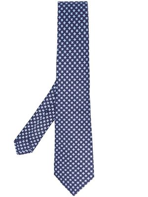 Kiton floral-print silk tie - Blue