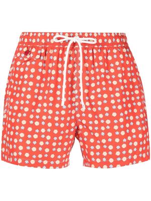 Kiton floral-print swim shorts - Red