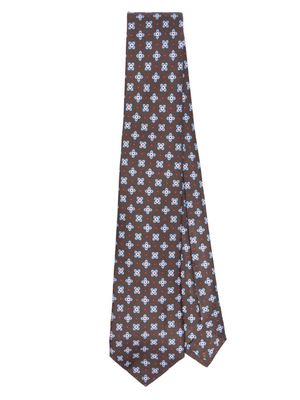 Kiton floral-print tie - Brown