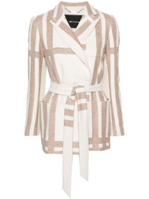 Kiton geometric-print belted jacket - Neutrals