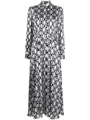 Kiton geometric-print silk midi dress - Black