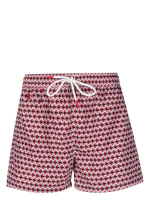 Kiton geometric-print swim shorts - Red