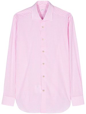 Kiton gingham-pattern cotton shirt - Pink