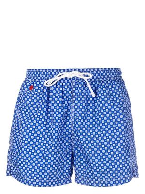 Kiton graphic-print drawstring swim shorts - Blue