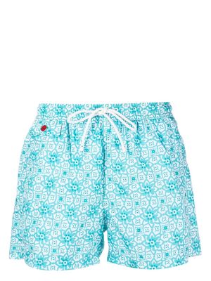 Kiton graphic-print drawstring swim shorts - Green