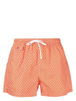 Kiton graphic-print drawstring swim shorts - Orange